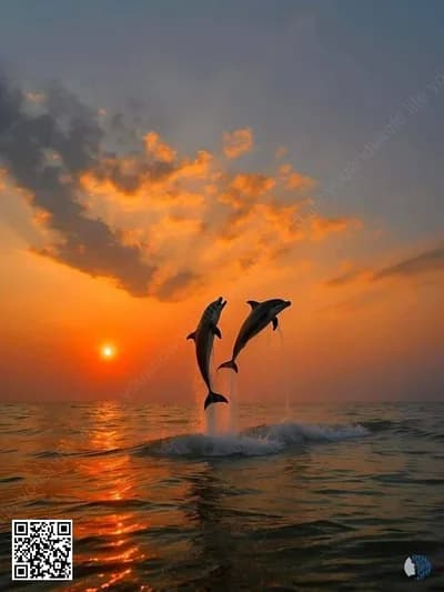 Արևմուտի վայրի բնության պահեր՝ թևեր, ալիքներ և վայրի նրբագեղություն | Արևմուտի փայլուն տեսարան, որտեղ թռչունները սավառնում են, ձիերը վազում են ջրի միջով, դելֆինները ցատկում են, իսկ ուրվագծերը փայլում են բնության ոսկեգույն լույսի ներքո